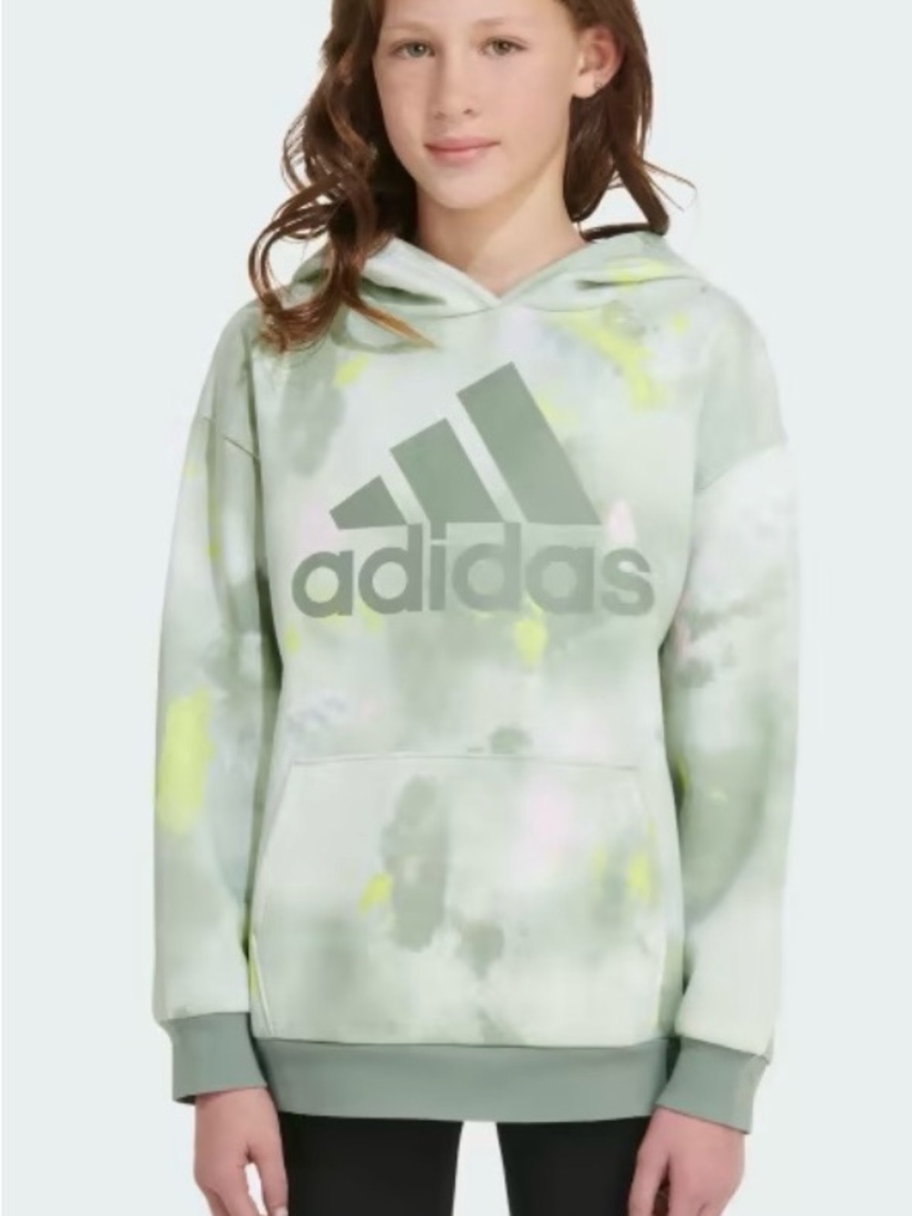 adidas Kids Light Green Tie-Dye Logo Hoodie
